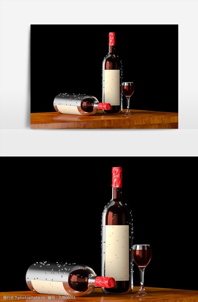 3d作品C4D模型红酒和酒杯