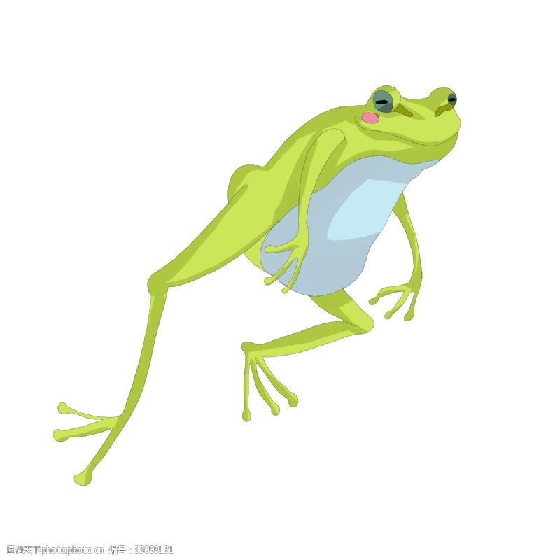 绿色青蛙飞跃的卡通青蛙