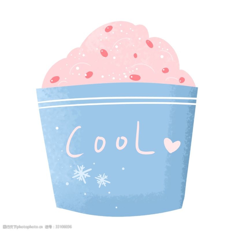 蓝色粉红色可爱夏季清新红豆刨冰