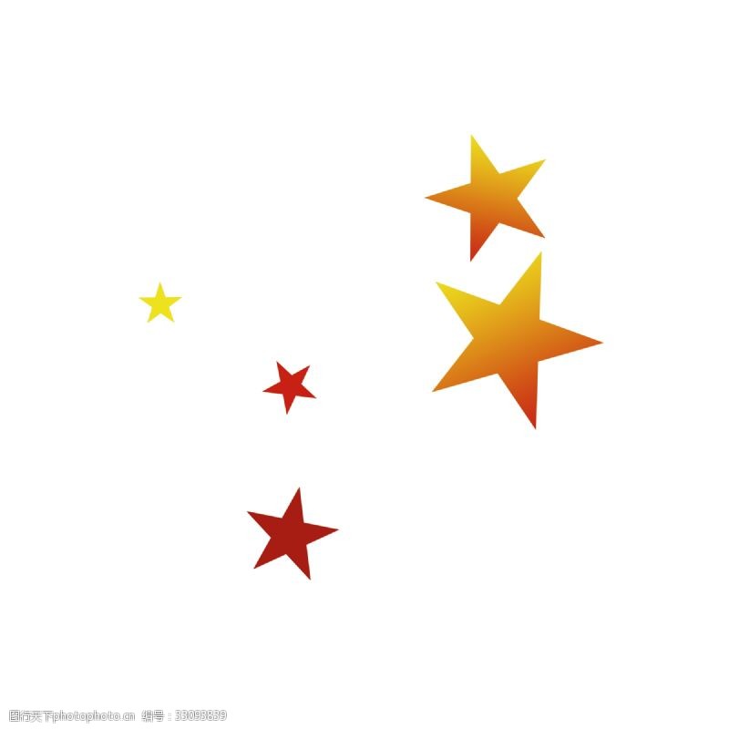 5颗金黄和红色的星星
