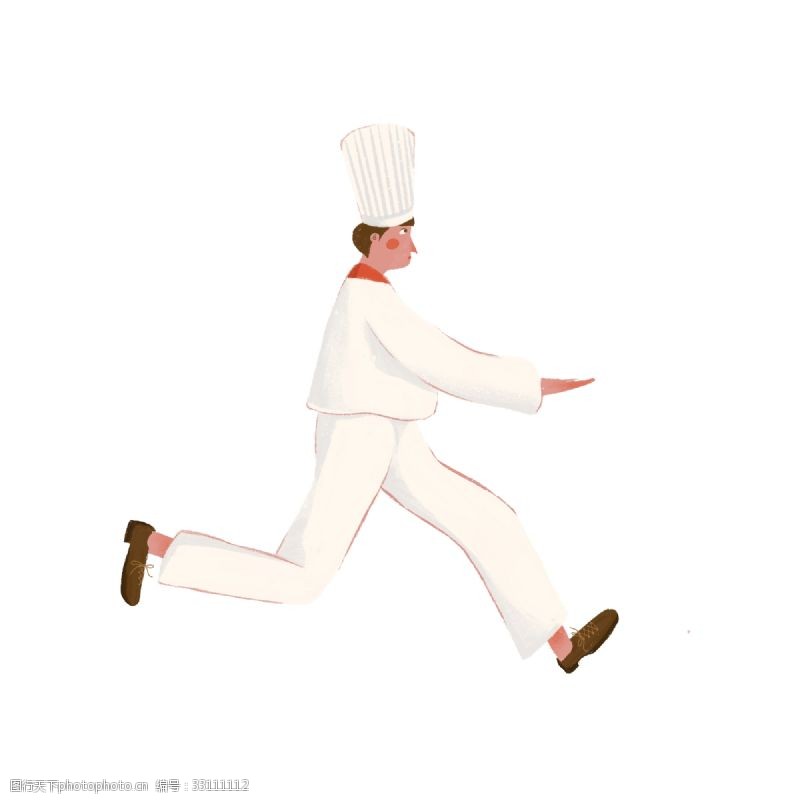 厨师卡通人物奔跑的卡通厨师人物