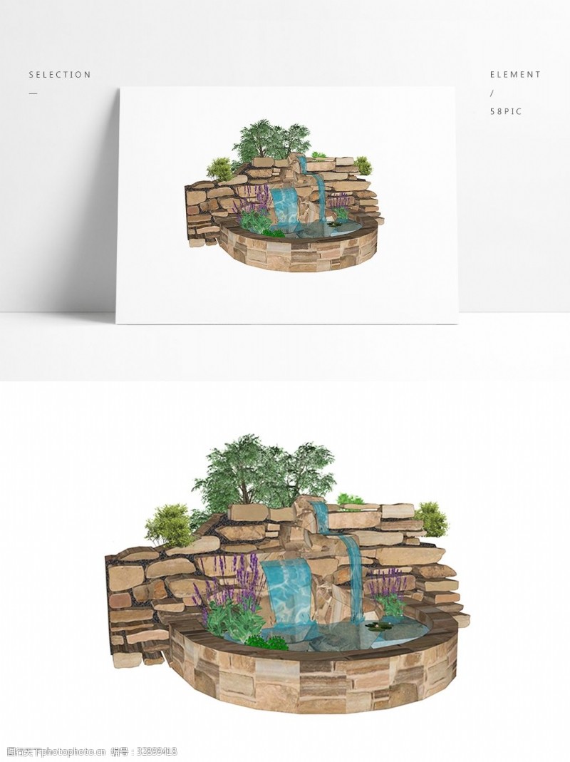 模型模板下载假山假水SU常用景观模型