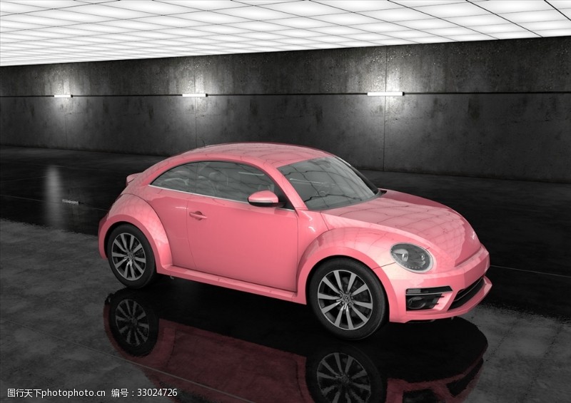 迷你车C4D模型粉色迷你小车标准渲染