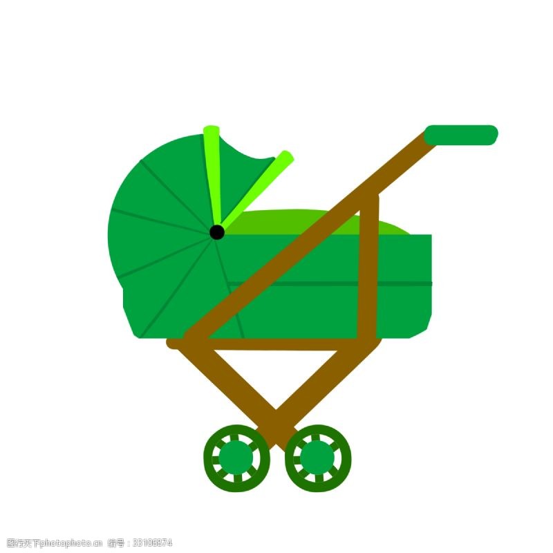 绿色婴儿推车