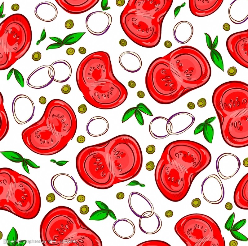 超市家纺西红柿可爱涂鸦平铺背景图