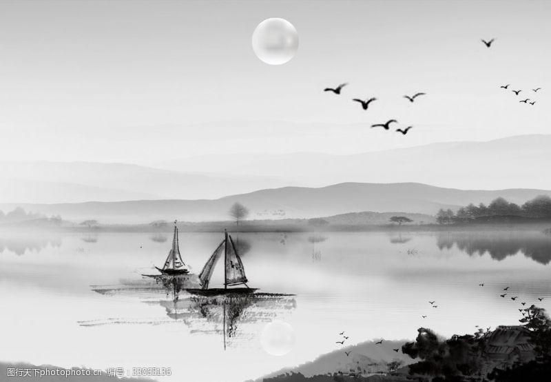 水墨画船图片免费下载 水墨画船素材 水墨画船模板 图行天下素材网