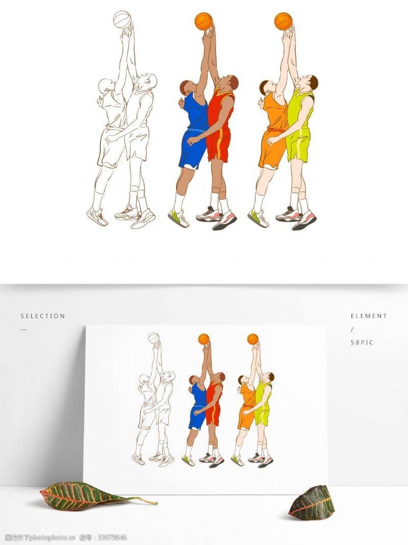 体育比赛篮球运动比赛体育卡通矢量线稿