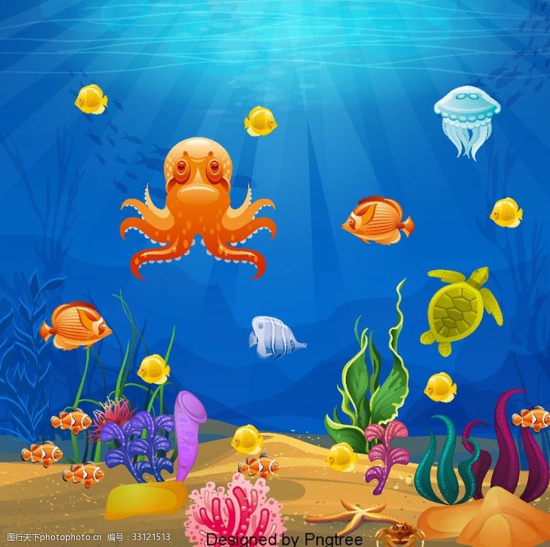3d海豚手绘海底世界