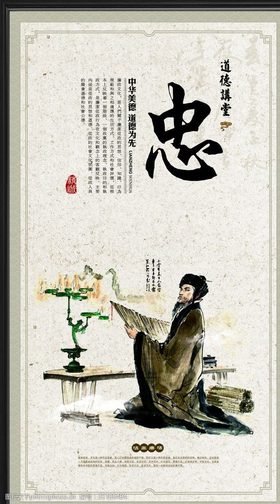 优秀中华文化道德讲堂之忠海报