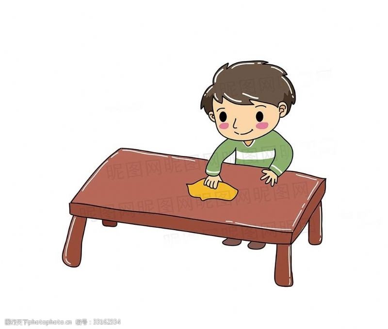 51插画儿童卡通系列擦桌子