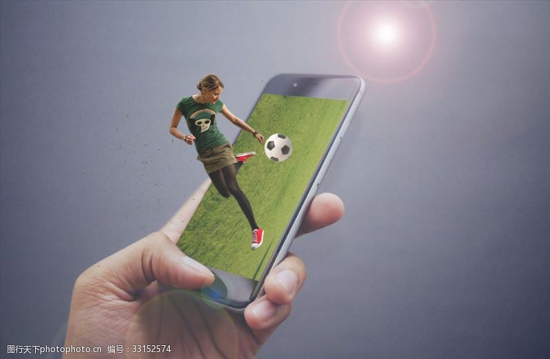 美女足球手机足球画面合成