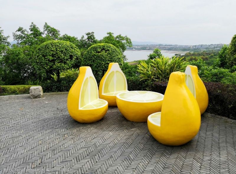 长寿湖创意柠檬景观座椅