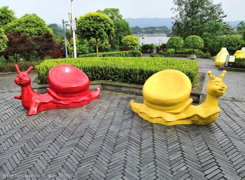 长寿湖蜗牛创意雕塑公园座椅