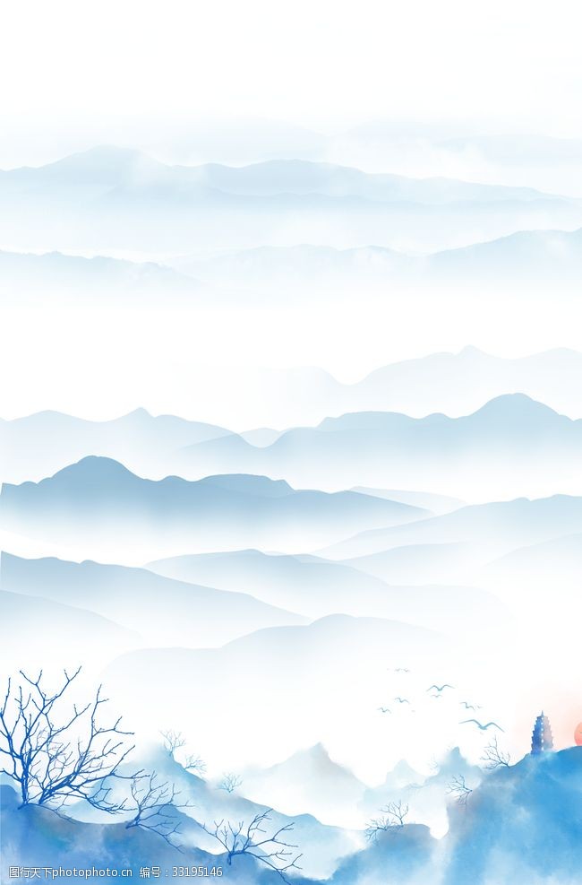 山水画为背景中国风水墨背景