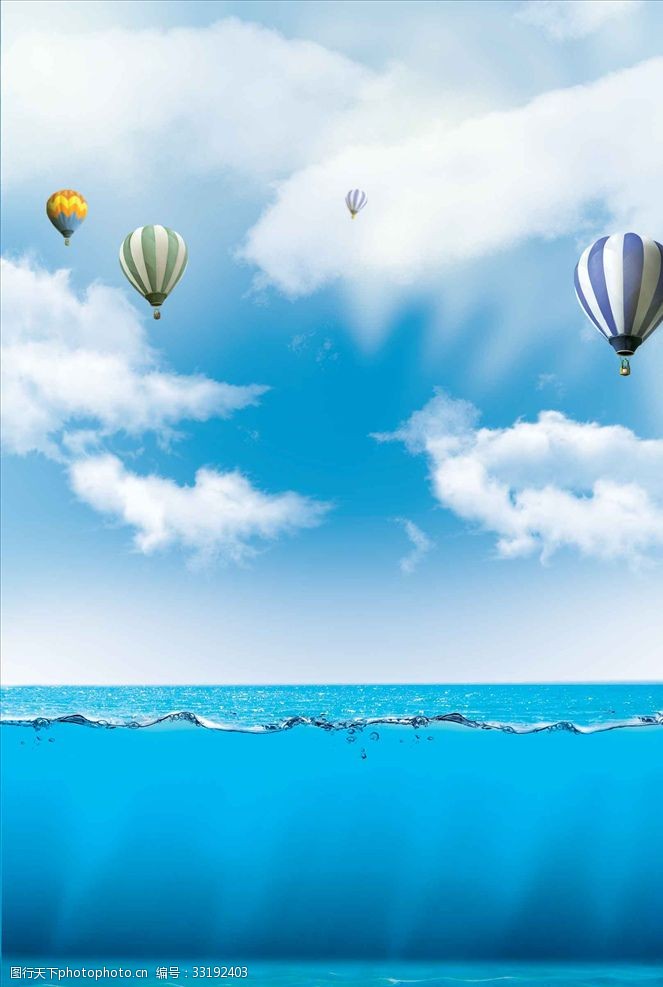 热气球大海背景