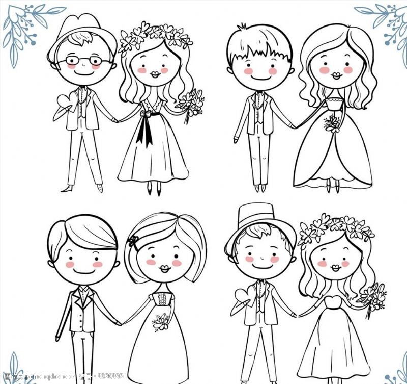幸福新娘4对手绘幸福婚礼新人