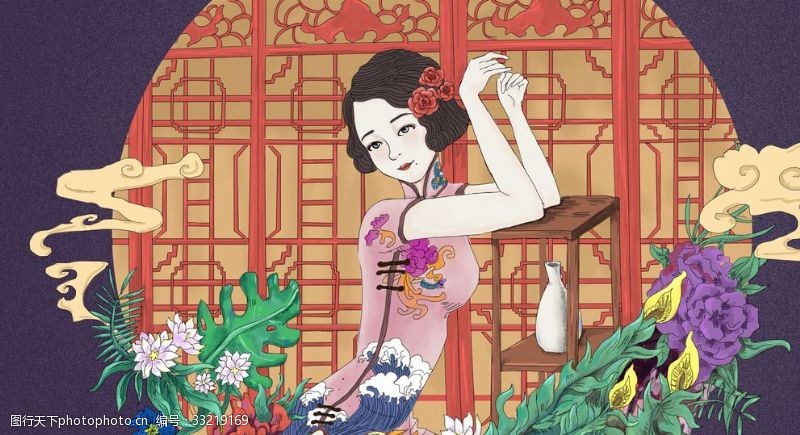 日本艺妓日式插画
