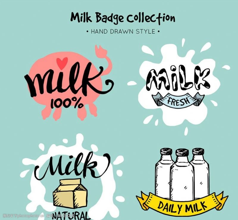 徽标彩绘牛奶徽章