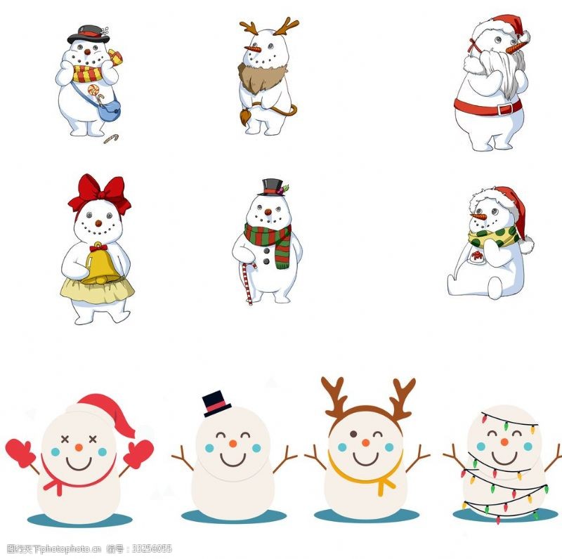 辫子女孩圣诞节卡通手绘雪人
