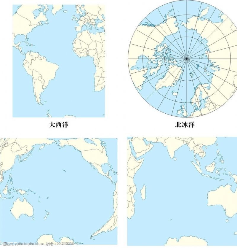 印度洋四大洋矢量图
