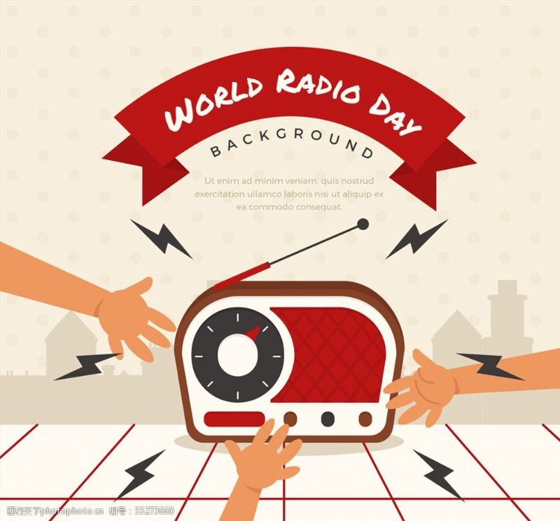 radio创意收音机世界广播日贺卡