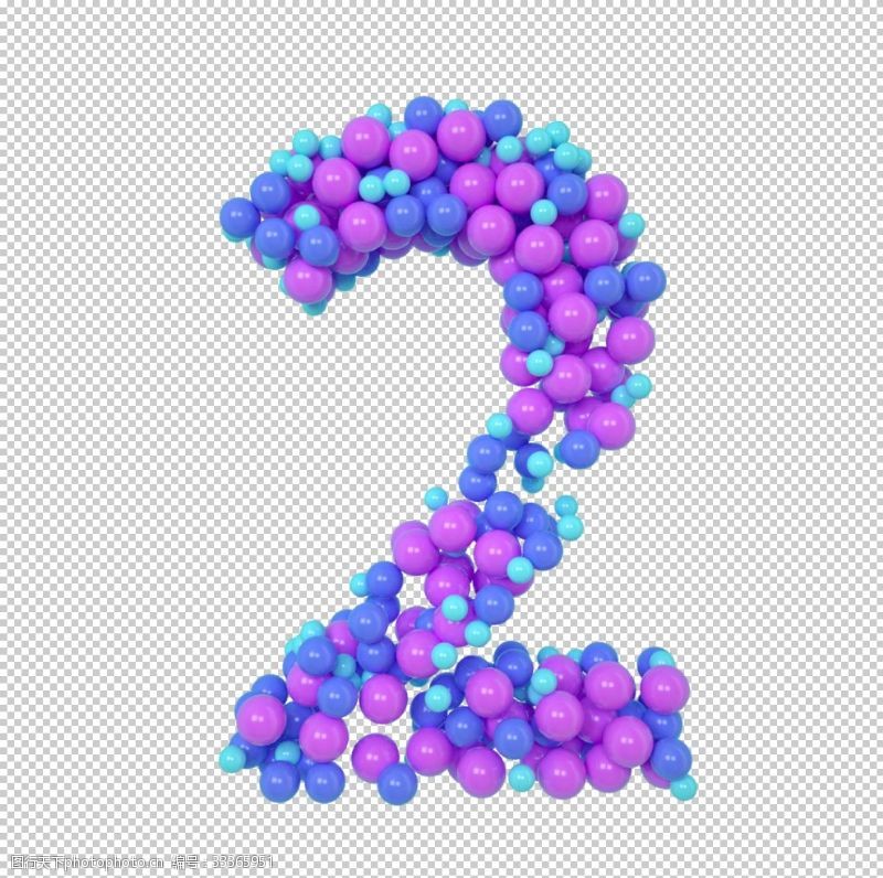 创意图形2紫色气球阿拉伯数字2