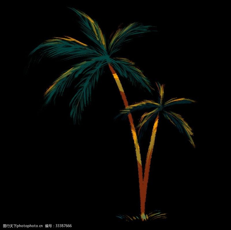 印第安风格手绘椰子树