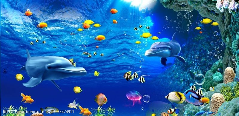 3d海豚海底世界