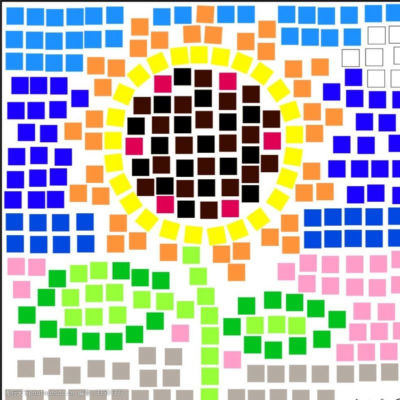 方格子创意图方格子向日葵创意矢量图形