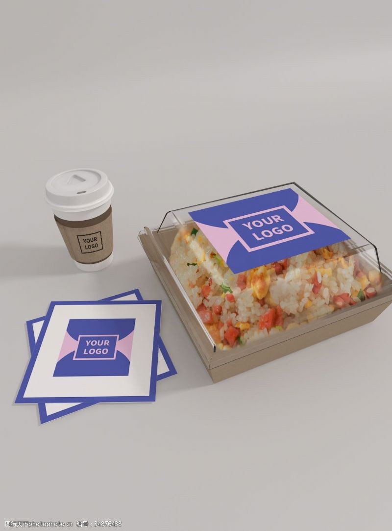 纸巾外包装原创模型外卖快餐打包盒贴纸样机