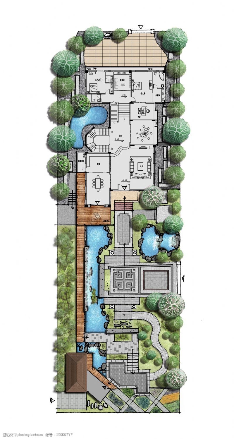 别墅平面方案别墅庭院方案设计彩平图